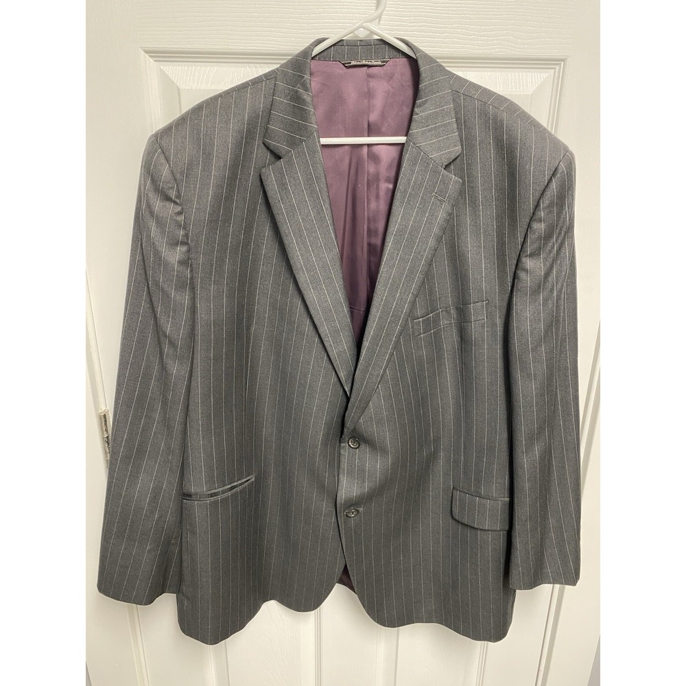 Peter Carland Blazer 52L Gray Pinstripe Super 110s Vitale Barberis Wool Canada‎